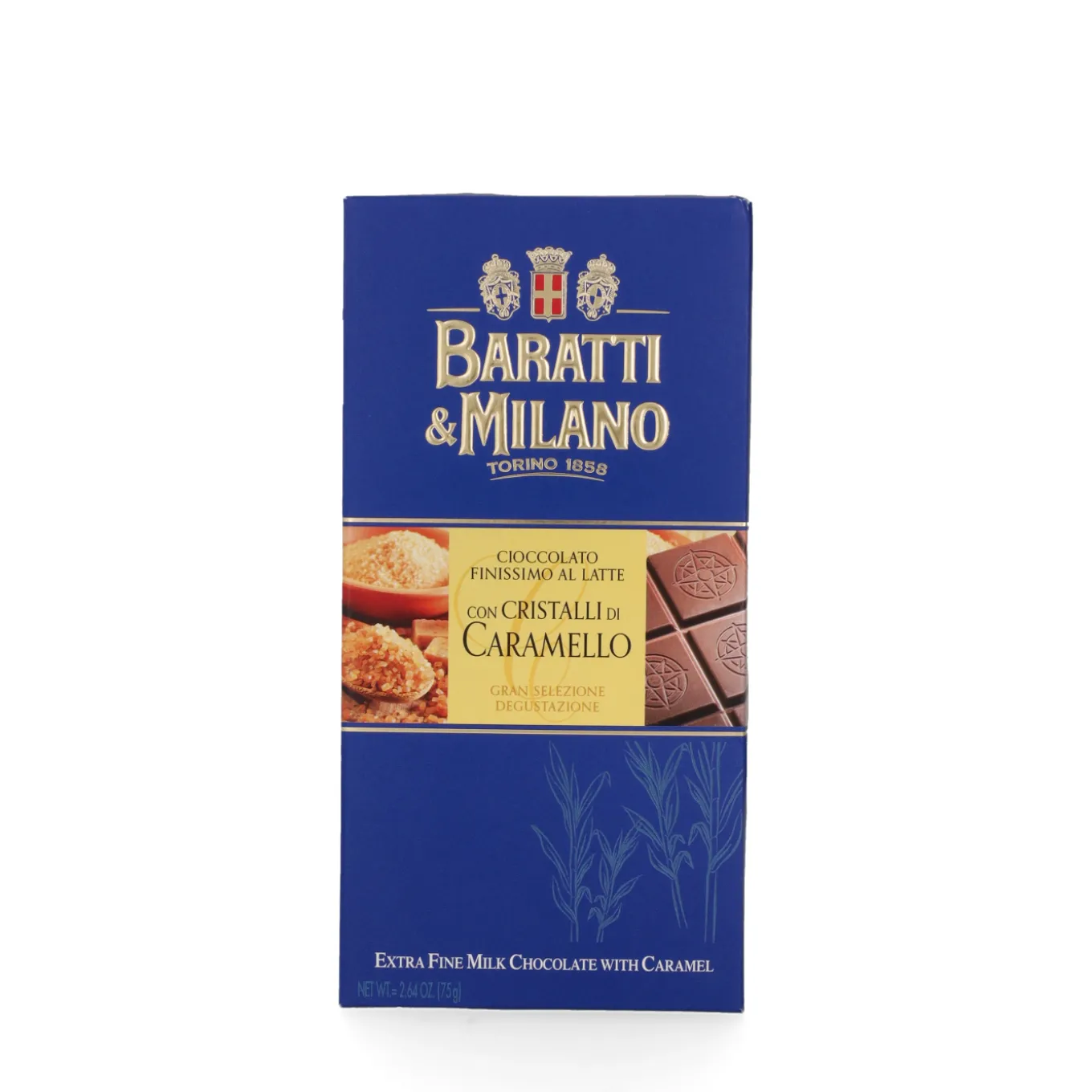Cioccolato Finissimo al Latte con Cristalli di Caramello 75g