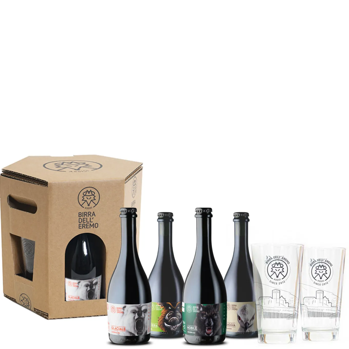 Gift Pack 4 Bottiglie e 2 Bicchieri