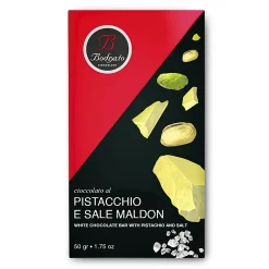 Tavoletta di Cioccolato Bianco, Pistacchio e Sale Maldon 50g