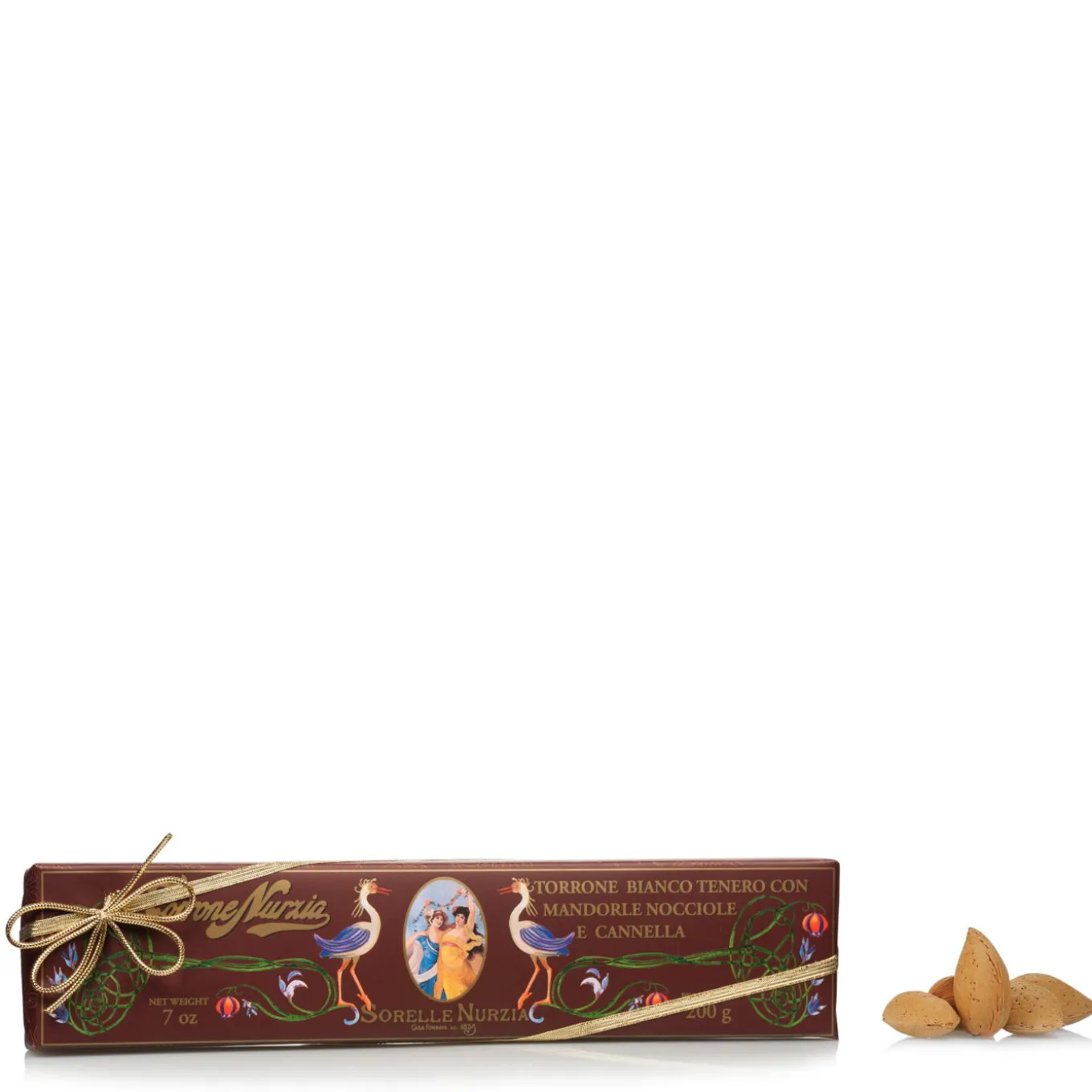 Torrone Bianco Tenero alle Mandorle Nocciole e Cannella 200g